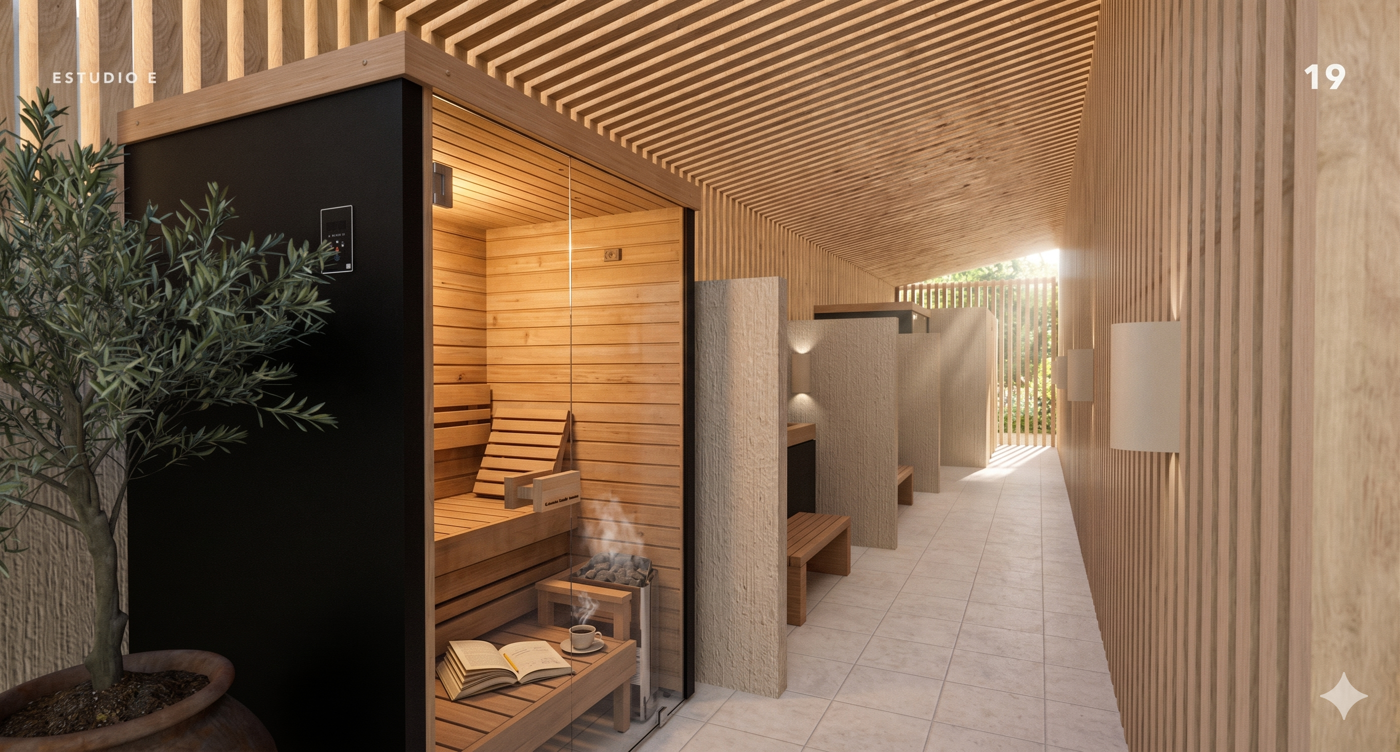 Edge Haus Recover · Sauna en madera natural